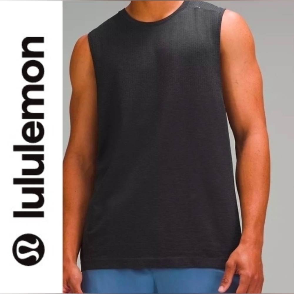Lululemon Metal Vent Tech Sleeveless Shirt Graphite Grey/Black EUC Size S
